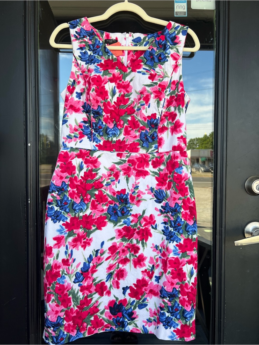 Talbots Pink & Blue Floral Midi Sheath Dress